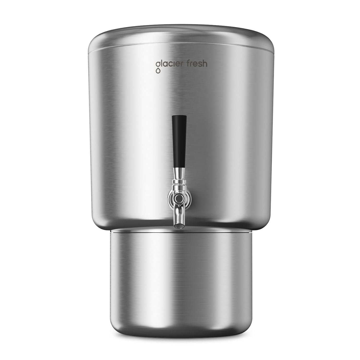 GLACIER FRESH Gravity-Fed Stainless Steel Countertop Water Filtration System 2.25G, Elarisey™ Filtration Technology, Reduces Heavy Metals, PFOA & PFOS, and Meets SGS Standards